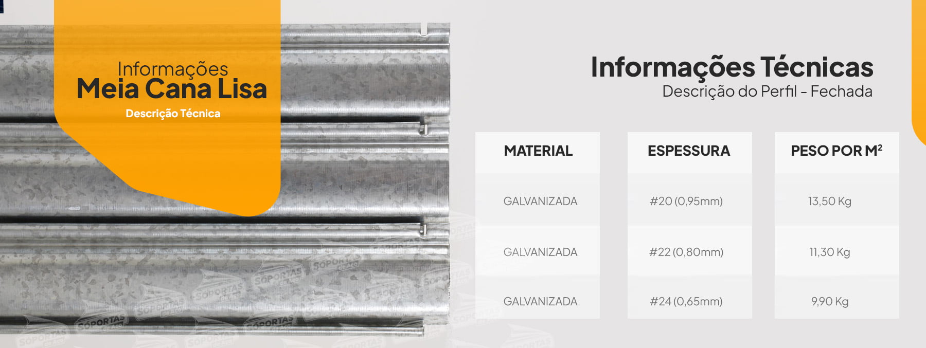 Informações Meia Cana Lisa
